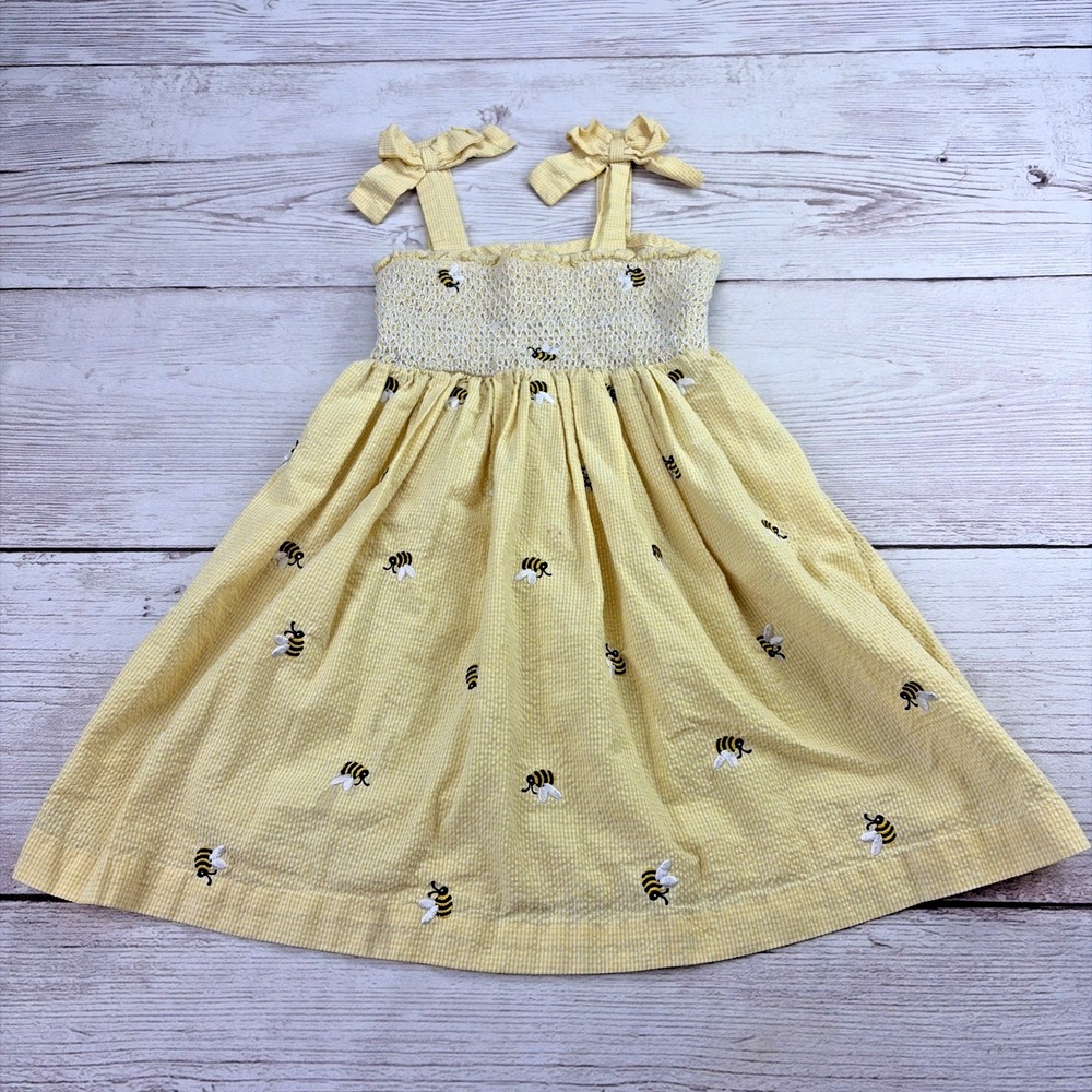 Samantha Says Toddler Girl's 4 Yellow Bumble Bee Strapped Dress Button